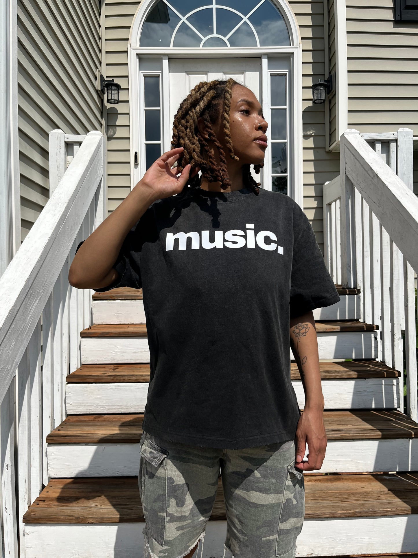 Music Sundried & Distressed Tee (HIGH QUALITY 100% COTTON